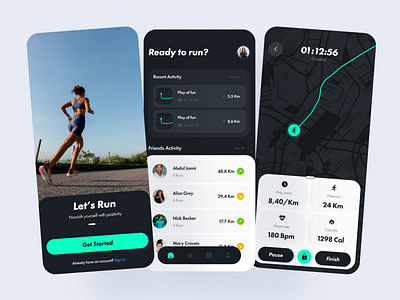 Running Tracker App app design motivation run running sport tracker ui ux
