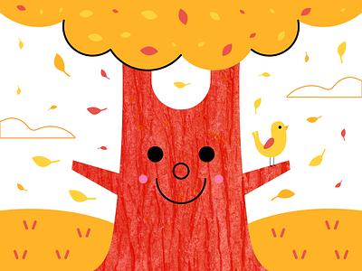 Happy Autumn Tree adobeillustrator art artwork autumn design dribbble happy illustration tree vector