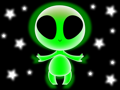 Сute alien in space alien ets space starry sky
