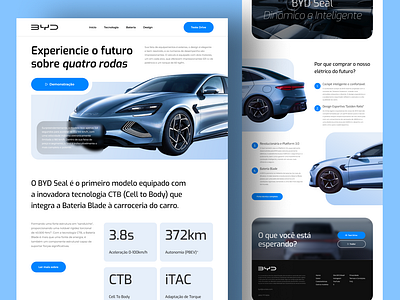 BYD Seal 2023 Website blue byd car clean design eletric car inspiration landingpage modern site ui ux uxui website white