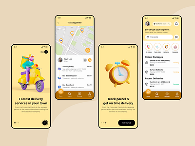 Courier Service Mobile App app designer app prototype courier app courier service delivery app delivery management delivery service figma designer ios app logistics logistics app mobile app design package tracking parcel delivery parcel tracking shipping shipping box shipping management uiux design