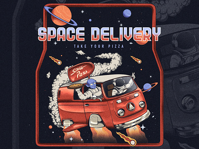 Alien & Astronaut Space Delivery Illustration artwork astronaut astronaut illustration cartoon cartoon illustration graphic design handdrawn illustration illustration inspiration illustrator logo retro teedesign teesillustration tshirtdesign tshirtillustration vintage illustration vintage logo