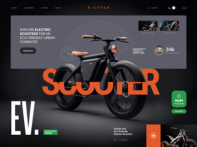 e-Scooter Website banner bike branding cycle e scooter electric ev graphic design scooter ui website