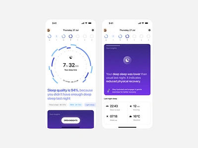 Sleep analysis deep sleep graph health infographics mobile sleep ui wellbeing
