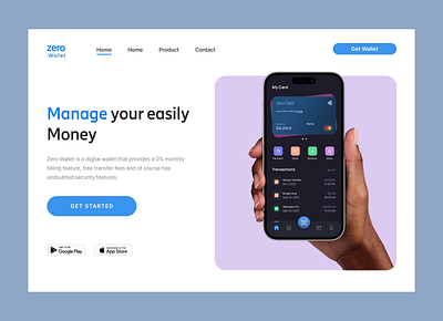 Zero Wallet - Hero Section graphic design hero landingcpage ui ux