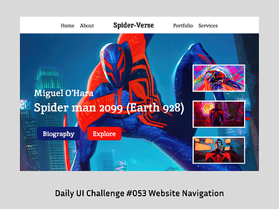 Daily UI Website Navigation #053 dailyui miguel ohara spiderman across the siper verse ui uidesign uiux uiuxdesign ux uxdesign webdesign websitenavigation