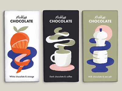Freddies Chocolate bold colourful digital editorial food graphical illustrated illustration illustrator lifestyle packaging procreate retro simple texture