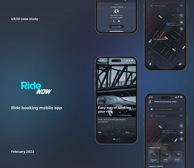 Ride booking mobile app app design booking dark theme figma mobile app ride taxi app ui user experience user interface ux