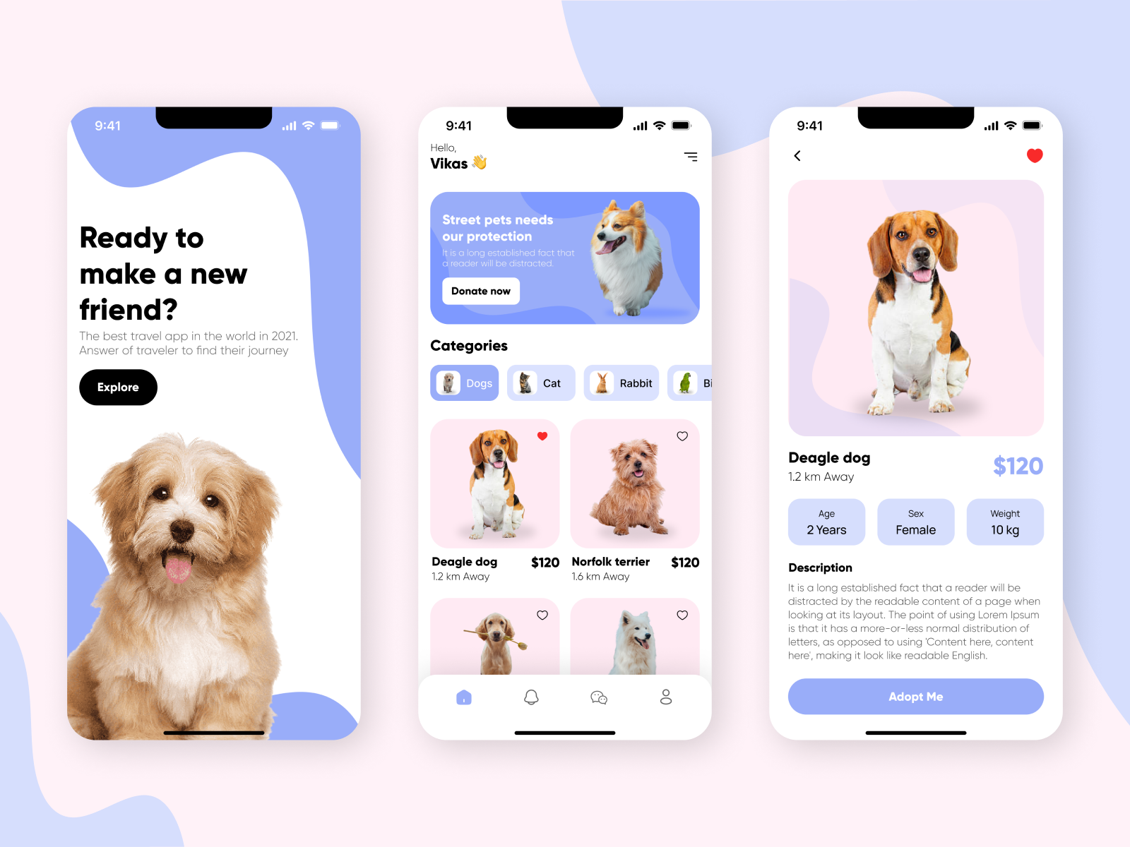 Adopt Pet Mobile App 🐱 by Janhvi Chouhan on Dribbble