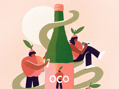 OCO Apple Juice beautiful bold colour colourful digital editorial foodanddrink graphical illustrated illustration illustrator lifestyle procreate texture