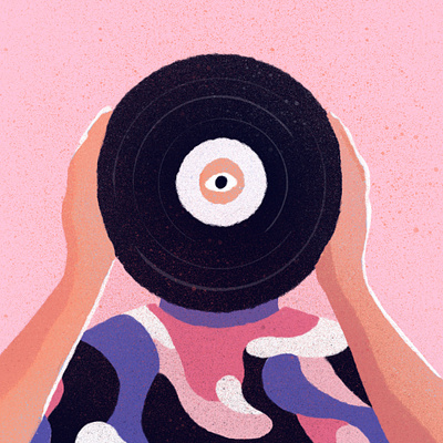 Record Head bold colourful digital editorial graphical illustrated illustration illustrator music procreate record texture vinyl
