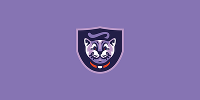 CAT logo- FOR SALE 3d animal branding cat cats design esports face gaming gato graphic design logo mascot minimal purple vector