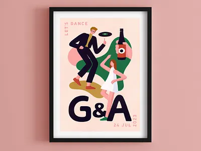 Wedding Invite 3d bold colourful dance digital editorial illu illustrated illustration illustrator procreate retro texture