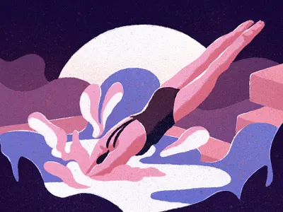 The Diver bold colourful digital editorial grahical illustrated illustration illustrator lifestyle procreate retro texture