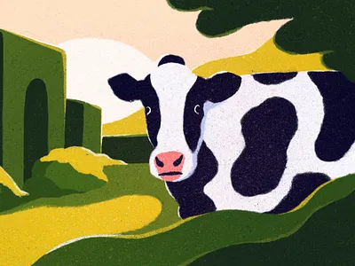 The Intruder animals bold books colourful cow digital editorial farm graphical illustrated illustration illustrator lifestyle procreate publishing retro texture