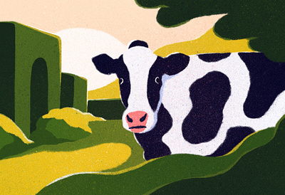 The Intruder animals bold books colourful cow digital editorial farm graphical illustrated illustration illustrator lifestyle procreate publishing retro texture