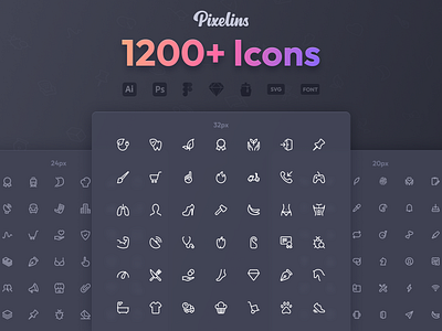 Pixelins Thin Icons app branding design figma icon icon pack iconjar iconography icons icons set line icons pixelins simple stroke svg thin ui ux vector web