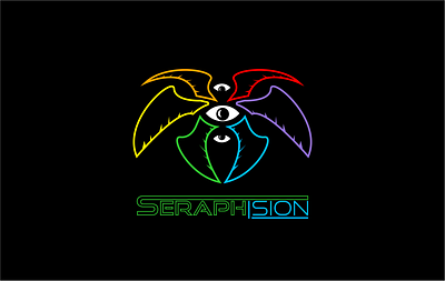 Seraphision Logo angel artist branding color wheel colorful eyes graphic design logo seraph vibrant wings