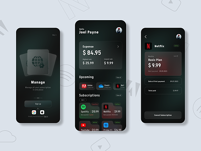 Subscription tracker App: Streamlined Control - Intuitive 3d animation app appdesign dashboarddesign design designinspiration dribbble shots intuitivedesign mobileapp simplifiedui streamlinedcontrol subscriptionmanagement subscriptiontracker typography ui uiux userexperience userinterface web design