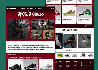 Shoe's Studio, an E-Commerce Landing Page design figma landing page ui ui design uiux ux ux design