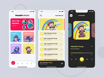 App for teaching children music app design game ui ux vector