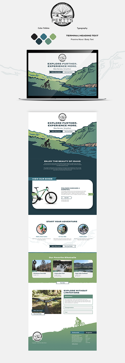 Pertt's Bike Rental graphic design illustration website design