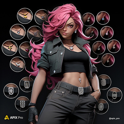 Pink Hair Anime Girl anime anime girl animeart animestyle apocalyptic character character design concept art design fashion game graphic design illustration jewelry pink hair
