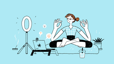 Yoga streamer boba tea branding branding illustration character design editorial guru illustration instagram palo santo stream yoga