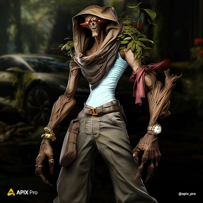 Treant thug anime animestyle apocalyptic character character design creative creature design fantasy game gangster gold watch graphic design gta gta 5 gtav jewelry monster thug watch