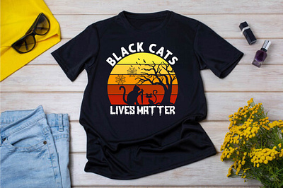 Black cats lives matter Halloween t shirt design. 3d animation branding design graphic design logo motion graphics octoberfrights t shirt ui