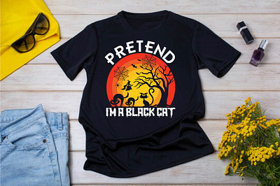 Pretend I'm a black cat Halloween t-shirt designe. svg skeleton