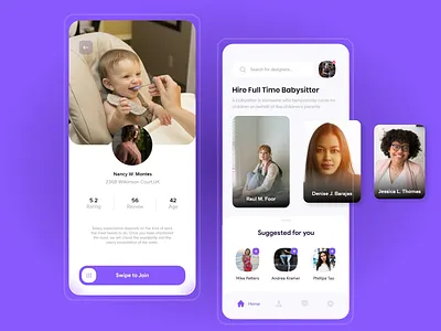 A babysitting app concept app branding design graphic design illustration ui ux vector