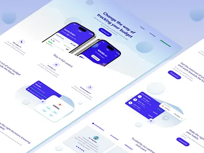 Landing Page Design- Finance App app branding cleanui design financeapp fintech gradient herosection landingpage lightmode productdesign ui userfriendly ux web webdesign webdevelopment webflow website wix