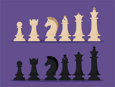 Chess Pieces art bishop chess chess pieces illustration chess vector design digital art digital illustration illustration king knight pawn queen vector vector art