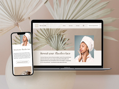 Case study: Skn by GRL website beauty branding case study clean design development esthetician green marketing minimal natural sage tan ui web web design webflow website wellness