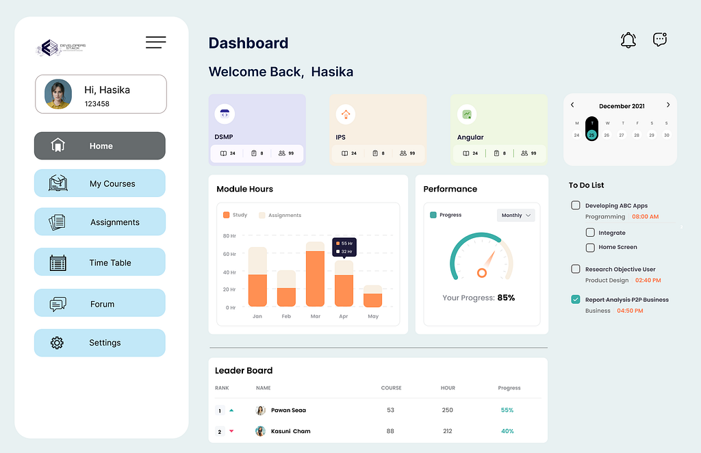 LMS Dashboard Design (UX/UI) by Pasindu Madhushanka on Dribbble