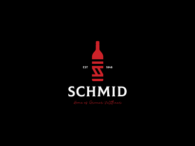Schmid Wine Logo alchohol branding creative design designer drink graphic design homemade identity illustration labeldesign logo ui vector wine winemaking