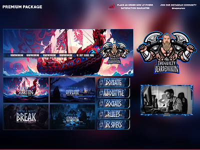 Full Twitch package, Viking theme. branding design graphic design illustration logo streaming twitch twitch overlay ui vector