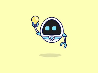 Cute robot holding a lamp vector