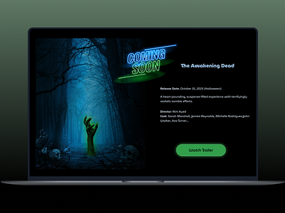 DailyUI 48: Coming Soon app coming soon dailyui dailyui048 dailyui48 design film horror laptop movie trailer ui ux website