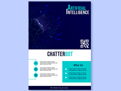 Artificial Intelligence Flyer adver advertising ai artificial intelligence banner branding business chatbot design flyer graphic design illustration information light marketing poster social media typography vector visual identity