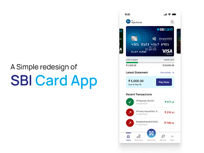 SBI Card App Reimagined branding card creditcard graphic design sbi sbicardapp ui ux visualdesign