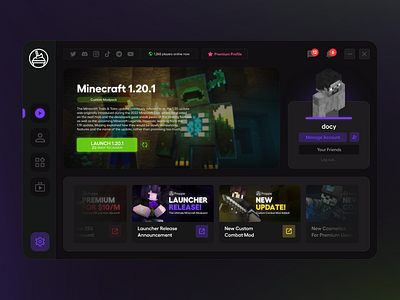 Minecraft Launcher Concept application branding graphic design interface minecraft minecraft interface minecraftui ui