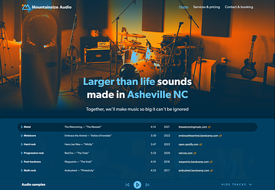 Mountainsize Audio website audio branding design logo website