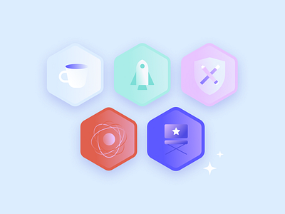 Biteable Badges app badges branding game gamify gradient illustration ui user journey vector