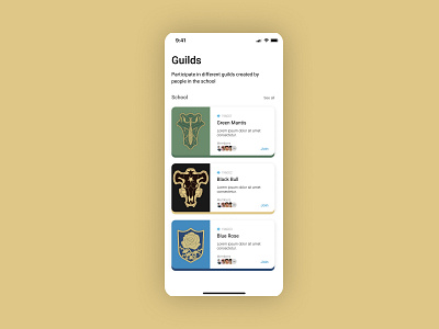 Join Guild Card Mobile UI anime app design figma mobiledesign ui ui design uxdesign