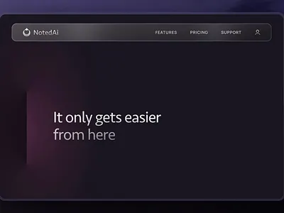 AI Notetaker App Landing Page ai animation dark theme interaction design landing page motion graphics pro product design ui website