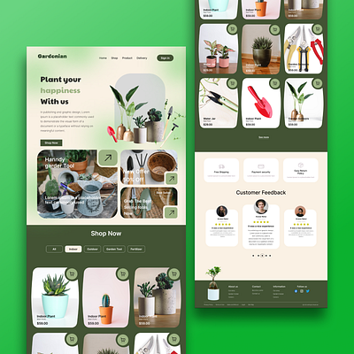 Garden Tool and plant selling website ecommerce webpage design landing page design ui user interface design ux web design website website design