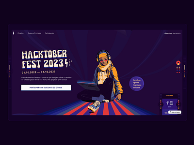 Hacktoberfest Website animation framer hacktoberfest landing page tech technology ui