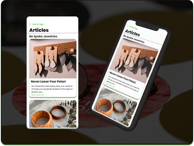 Articles view on a mobile website. app articles branding design jewelry mobile app product design ui